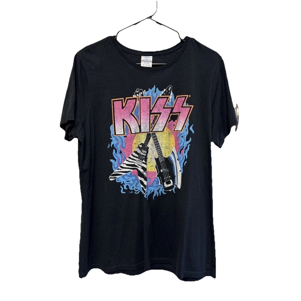 Port & Co KISS Band T Shirt Women Black Rock XL Short Sleeve Graphic Cotton
